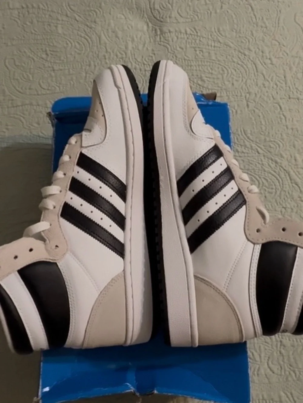 Adidas Top 10 RB hightop sneakers, white/blk/crystal,11,NWT
